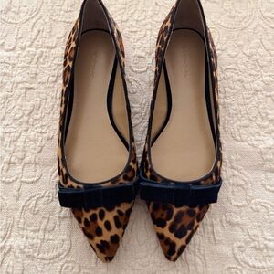 Ann Taylor Leopard Print flats with Black Bow